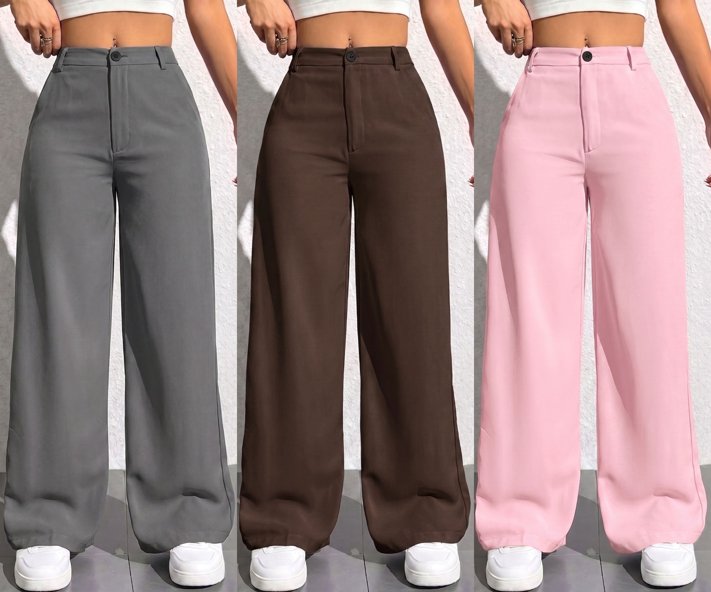torvex Pack of 3 Women Regular Fit Multicolor Lycra Blend Trousers-picture-10