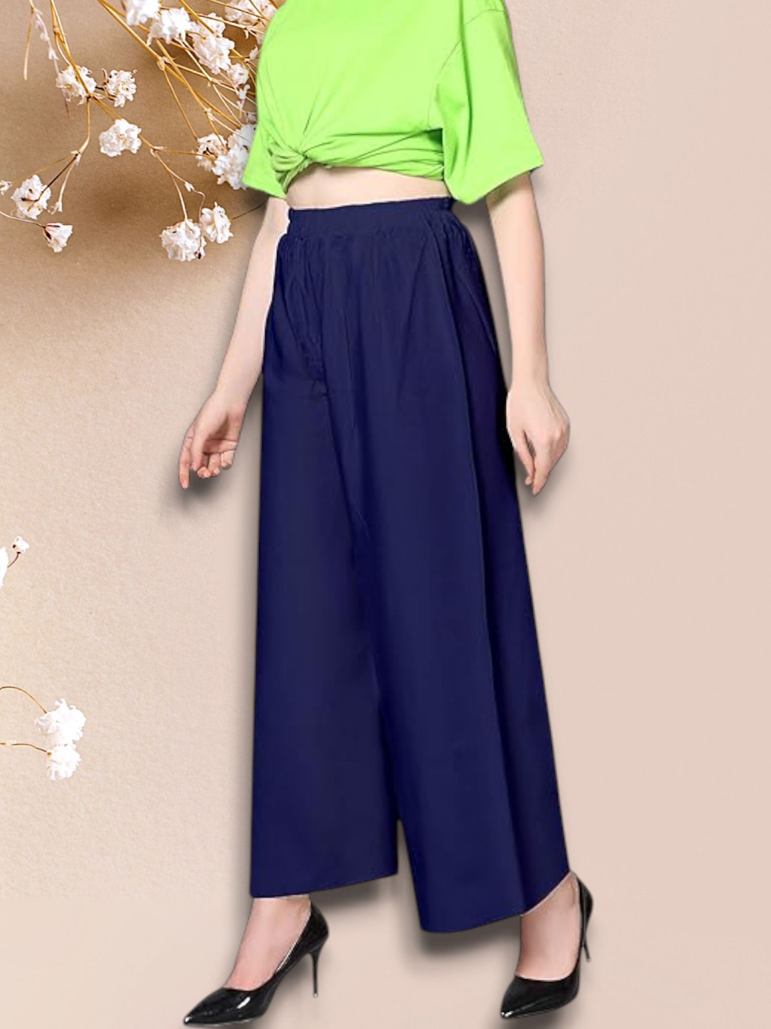acd Women Comfort Fit Blue Viscose Rayon Trousers-picture-11