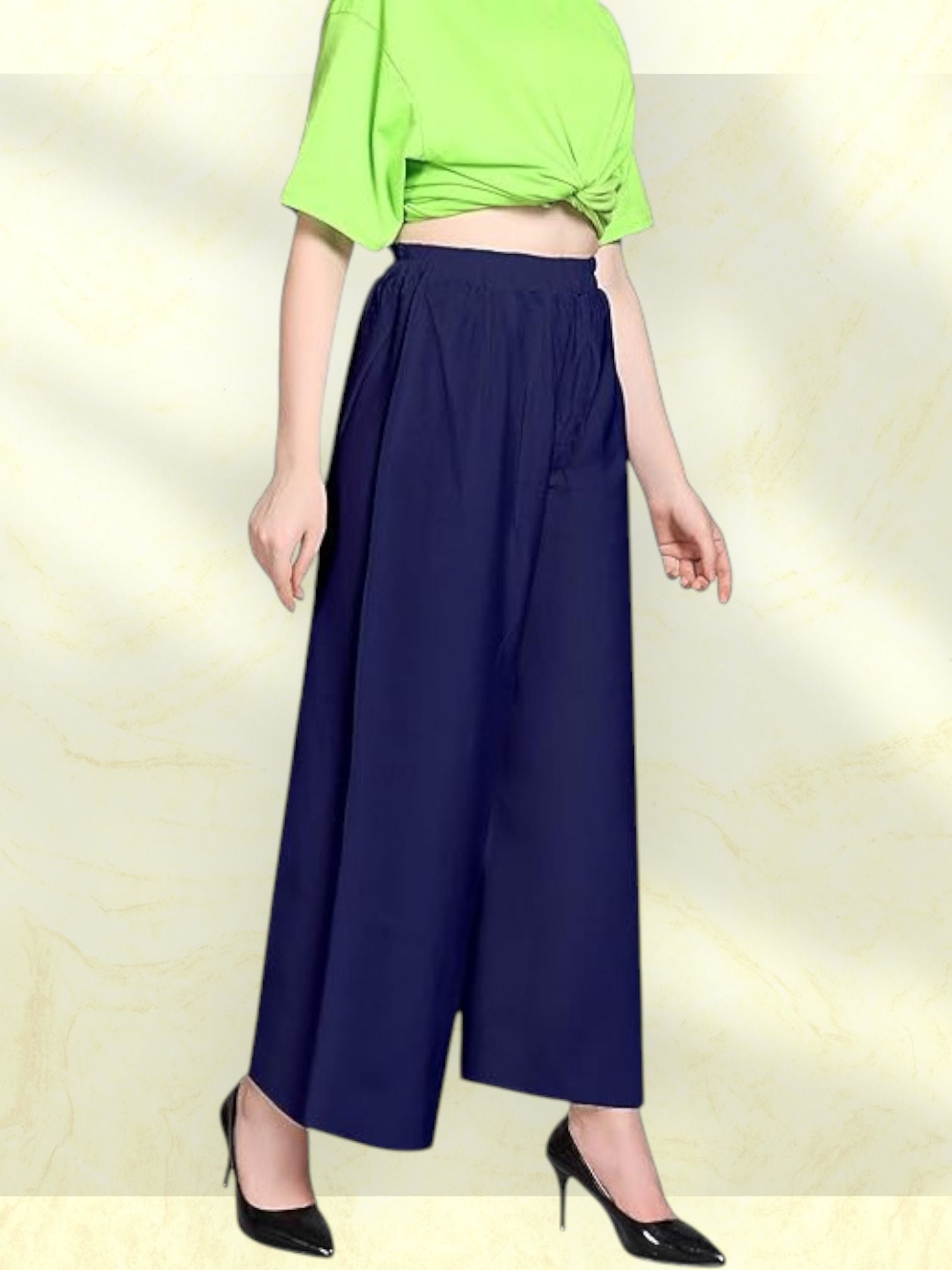 acd Women Comfort Fit Blue Viscose Rayon Trousers-picture-22