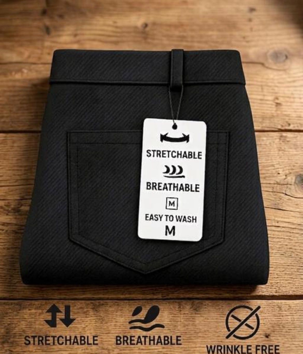 Men Slim Fit Black Lycra Blend Trousers-image-34