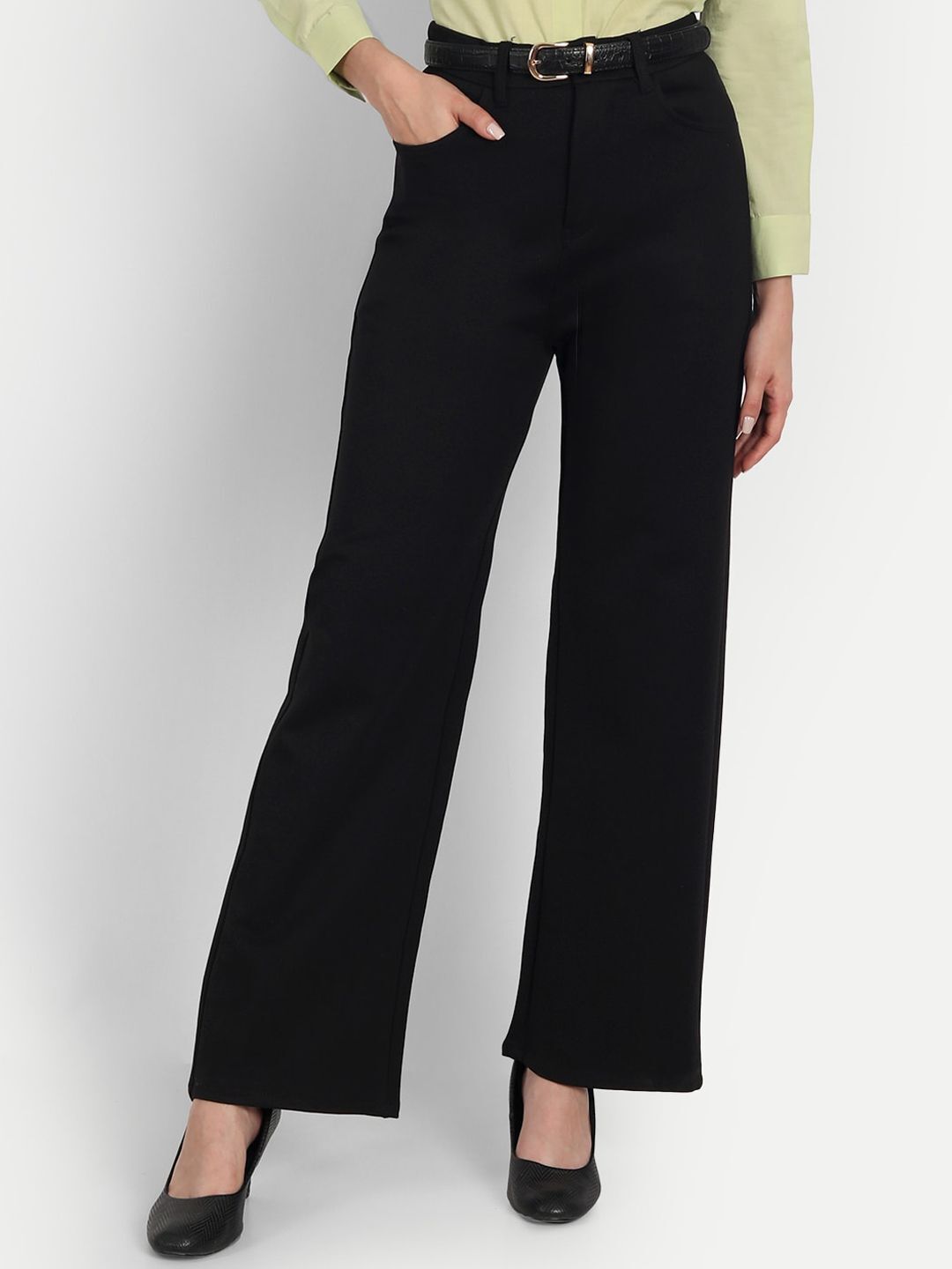 broadstar Women Loose Fit Black Lycra Blend Trousers-picture-29