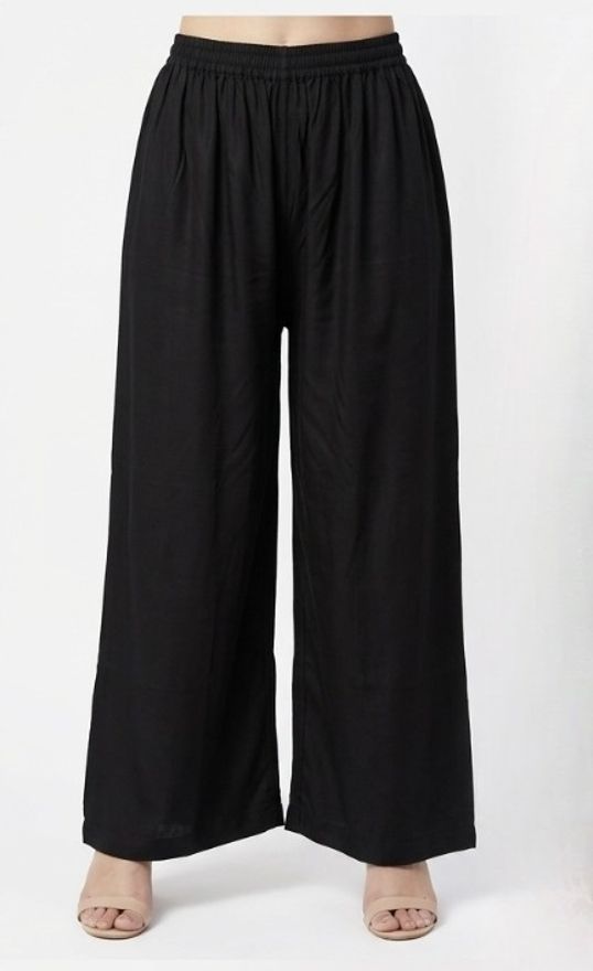 Pack of 2 Women Flared Black Viscose Rayon Trousers-image-23