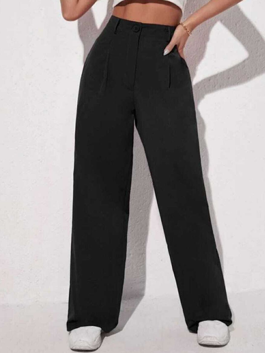 broadstar Women Loose Fit Black Lycra Blend Trousers-picture-16