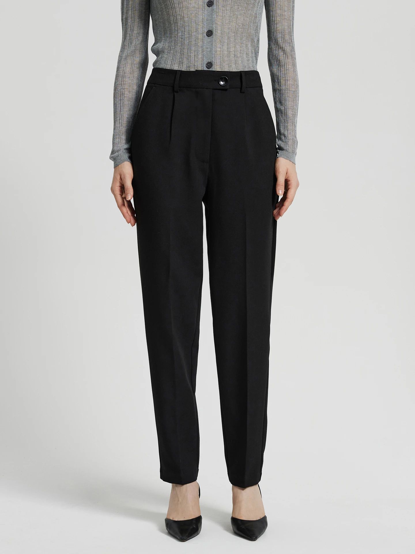 lifetarm Women Comfort Fit Black Cotton Blend Trousers-picture-17
