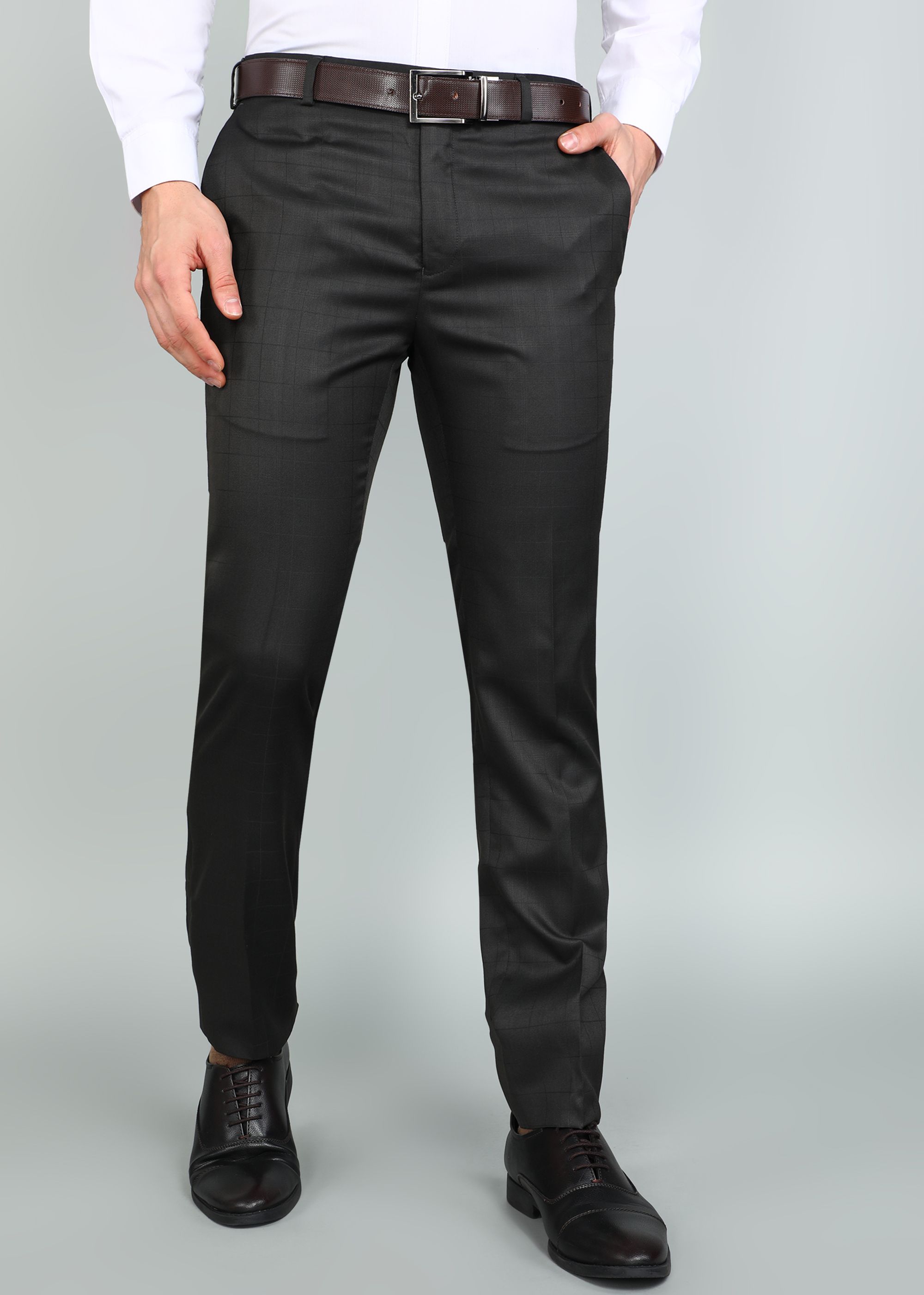 raymond Men Slim Fit Black Polyester Trousers-picture-12