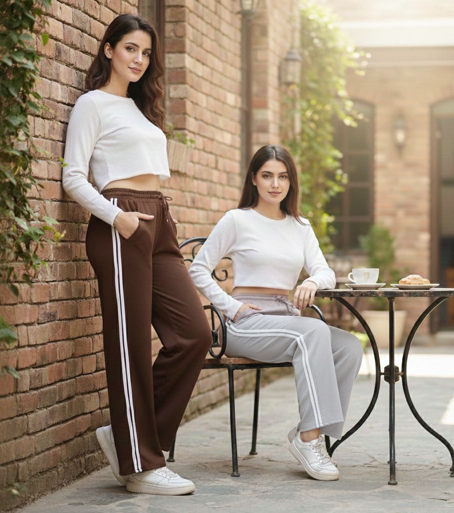 stylerags Pack of 2 Women Striped Brown, Grey Track Pants-picture-19