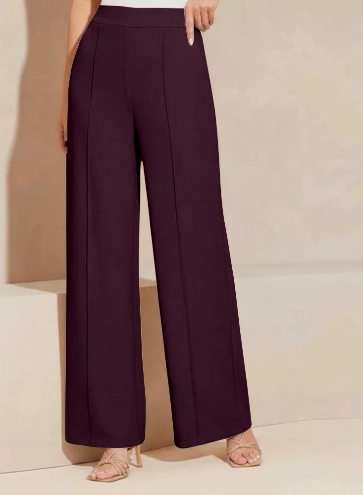Women Regular Fit Maroon Cotton Blend Trousers-image-17