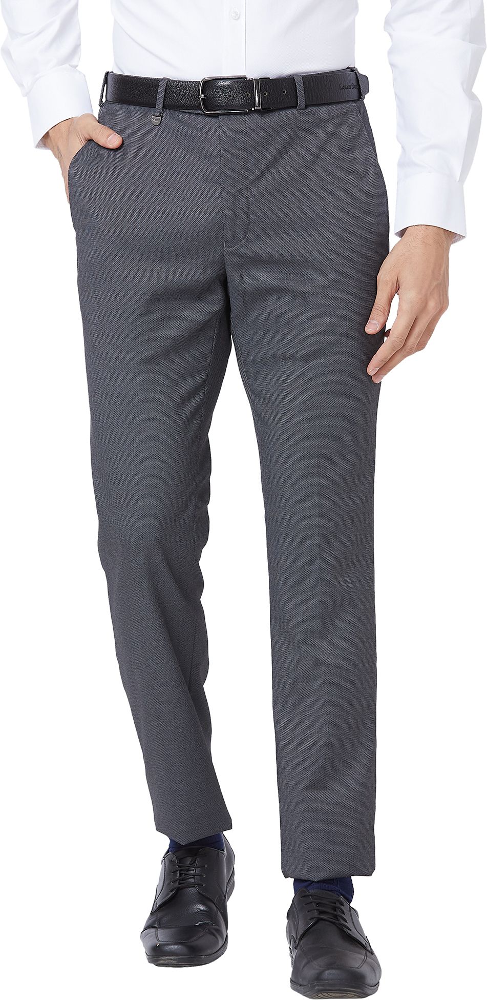 Men Slim Fit Grey Polyester Trousers-image-19