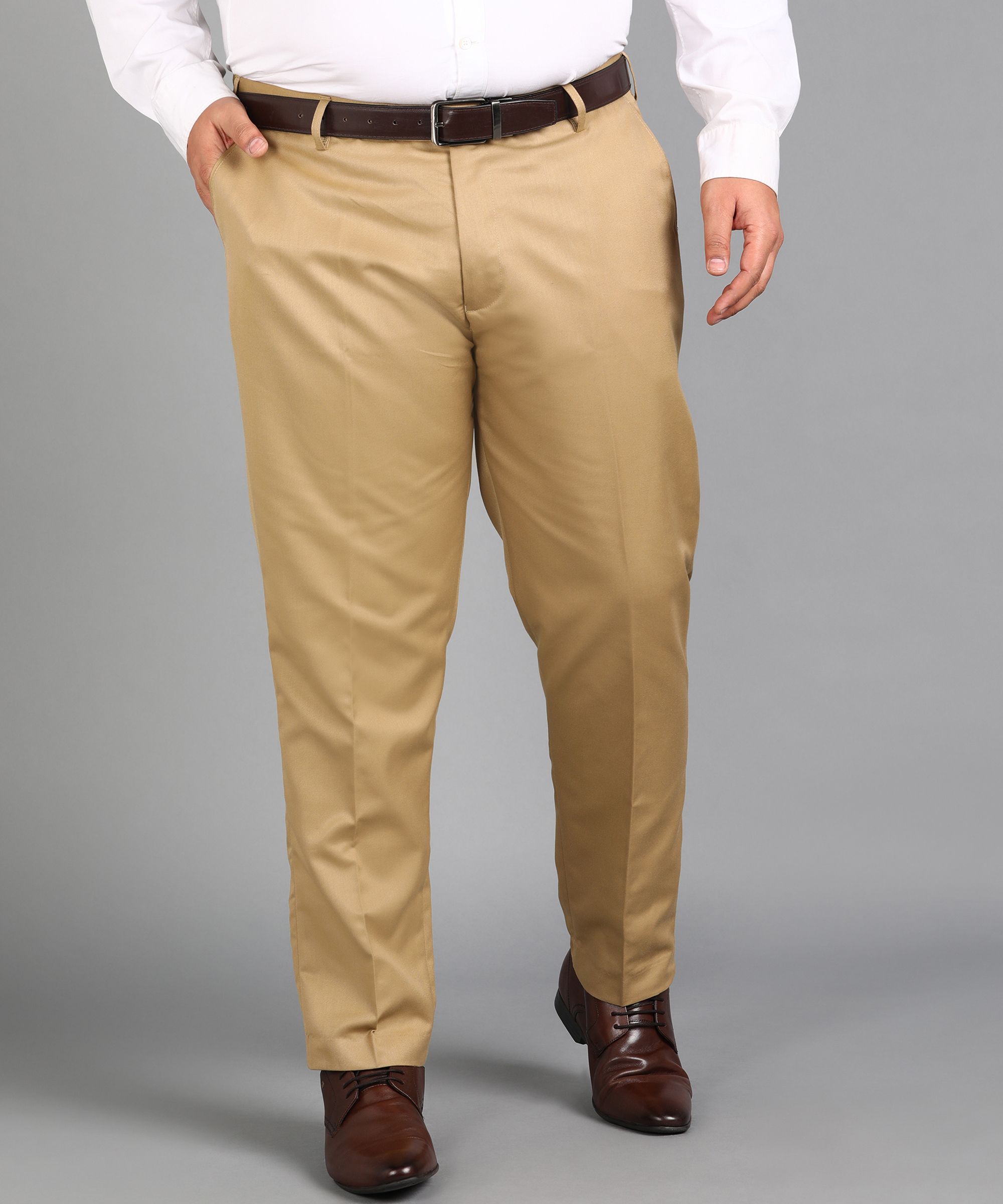 metronaut plus Plus Size Men Slim Fit Khaki Polyester Trousers-picture-35