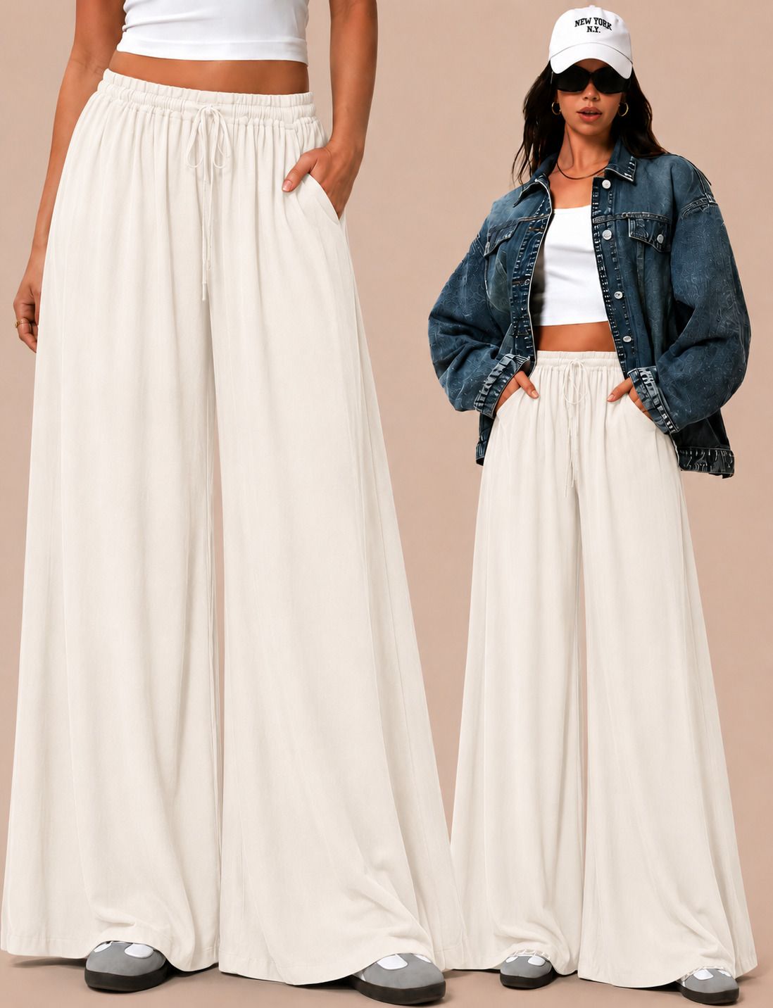 metronaut Relaxed Women White Polyester Trousers-picture-20