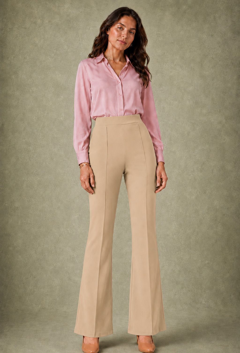 Women Regular Fit Multicolor, Beige Lycra Blend Trousers-image-19