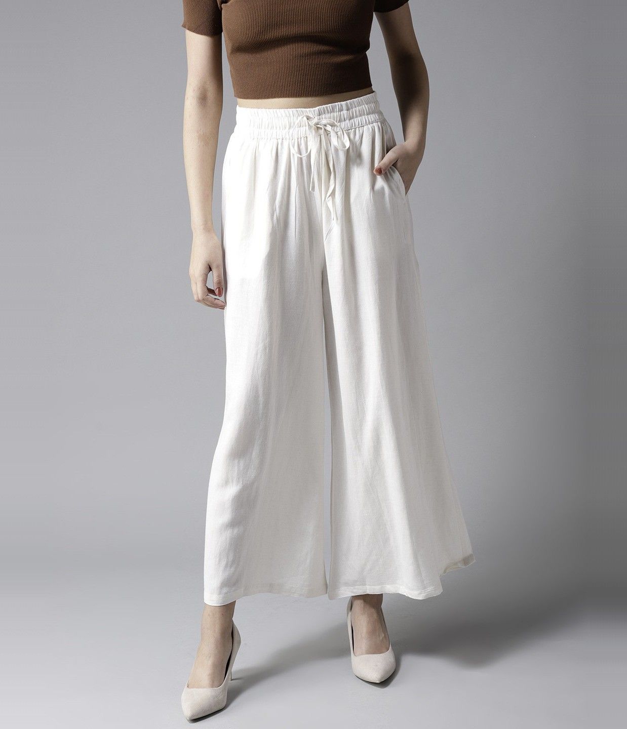 rangkriti Women Regular Fit White Viscose Rayon Trousers-picture-13