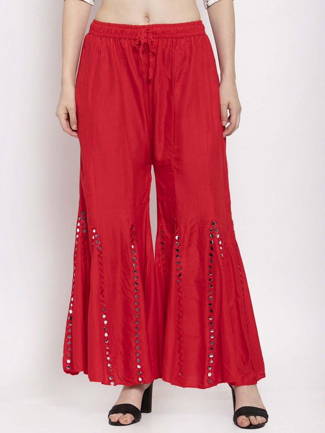 trend level Women Relaxed Red Viscose Rayon Trousers-picture-19
