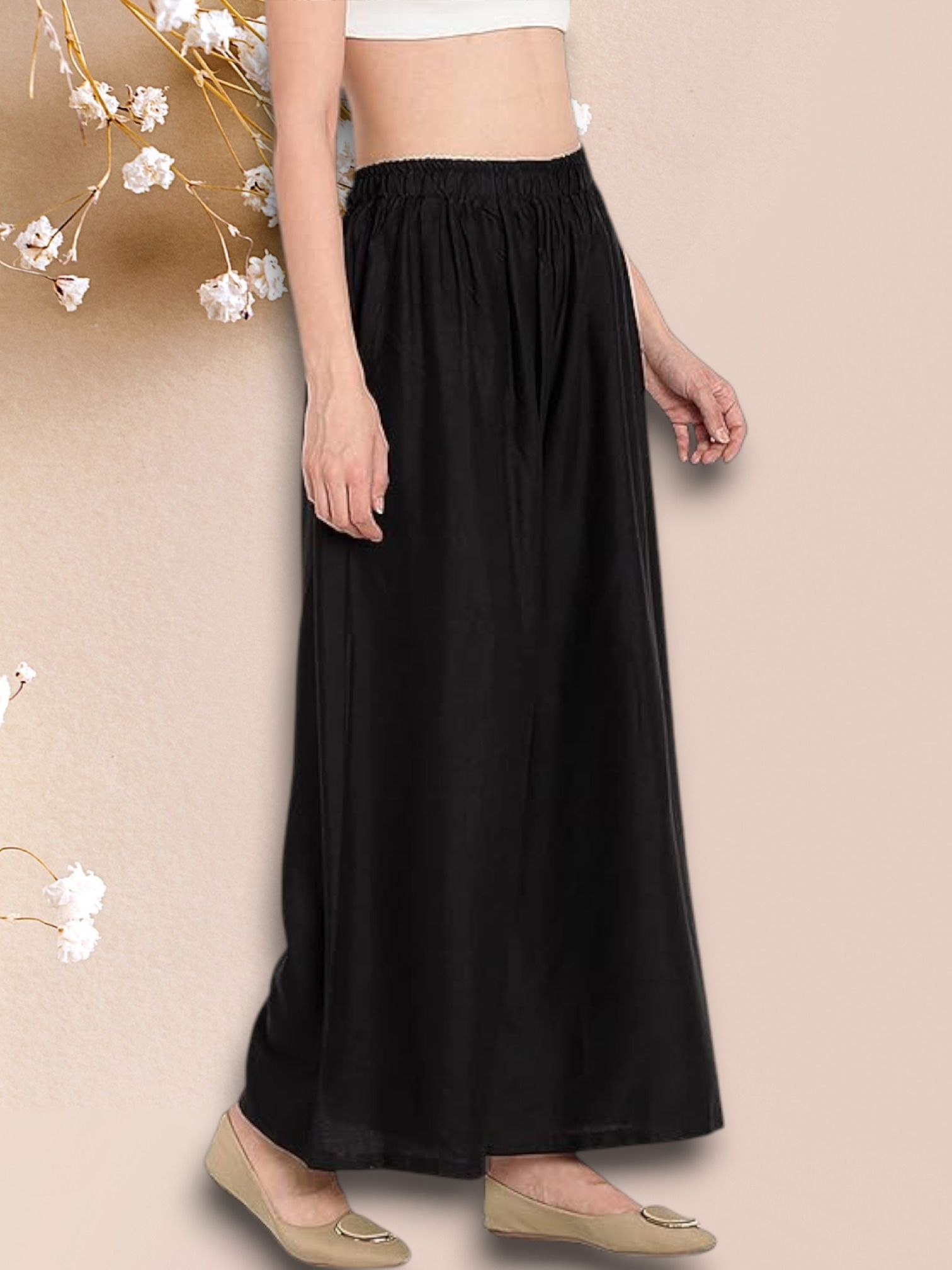 Women Comfort Fit Black Viscose Rayon Trousers-image-48