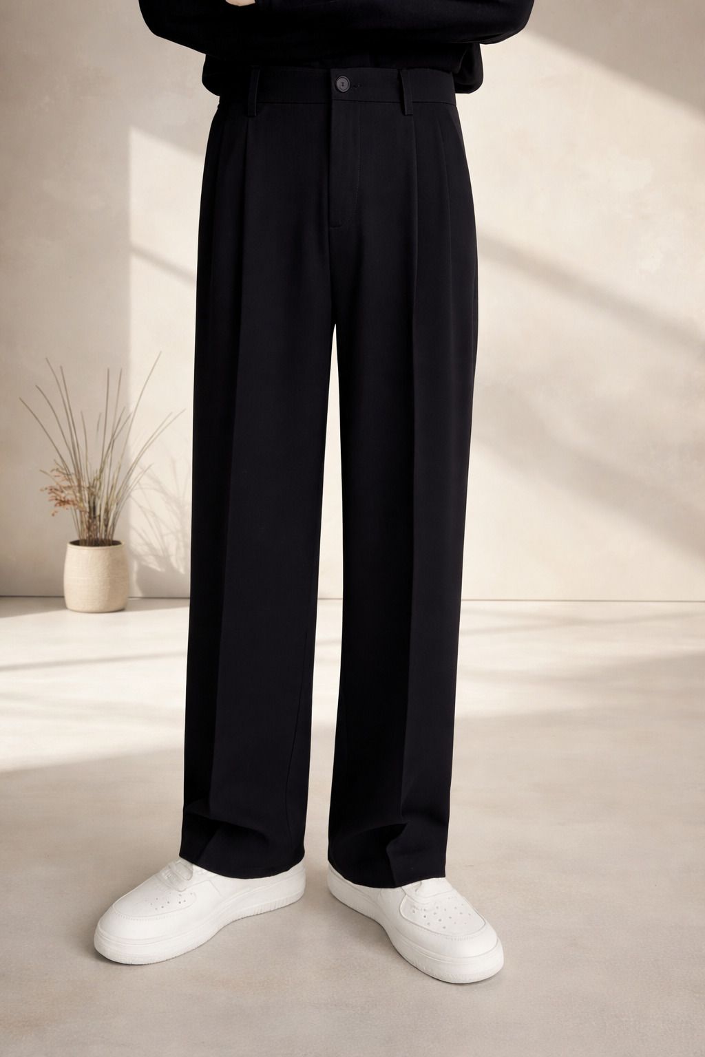 mtwn Men Loose Fit Black Polycotton Trousers-picture-26