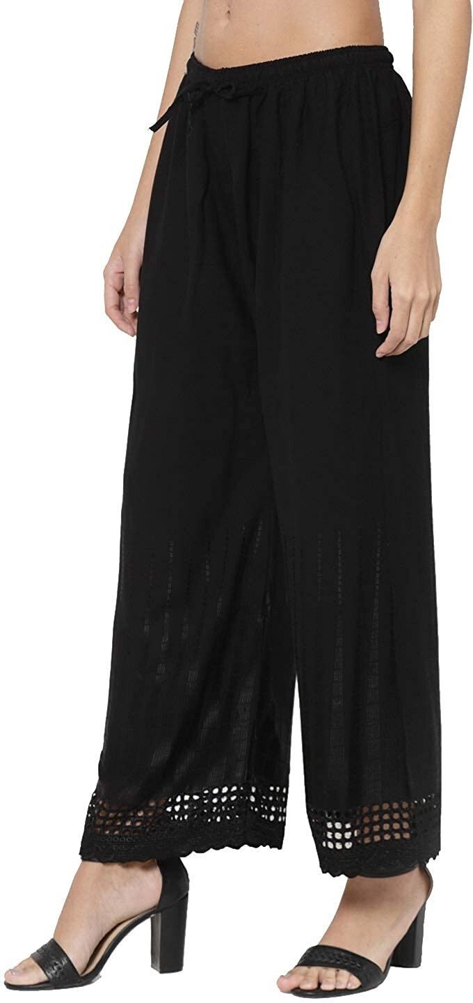 Women Relaxed Black Viscose Rayon Trousers-image-24