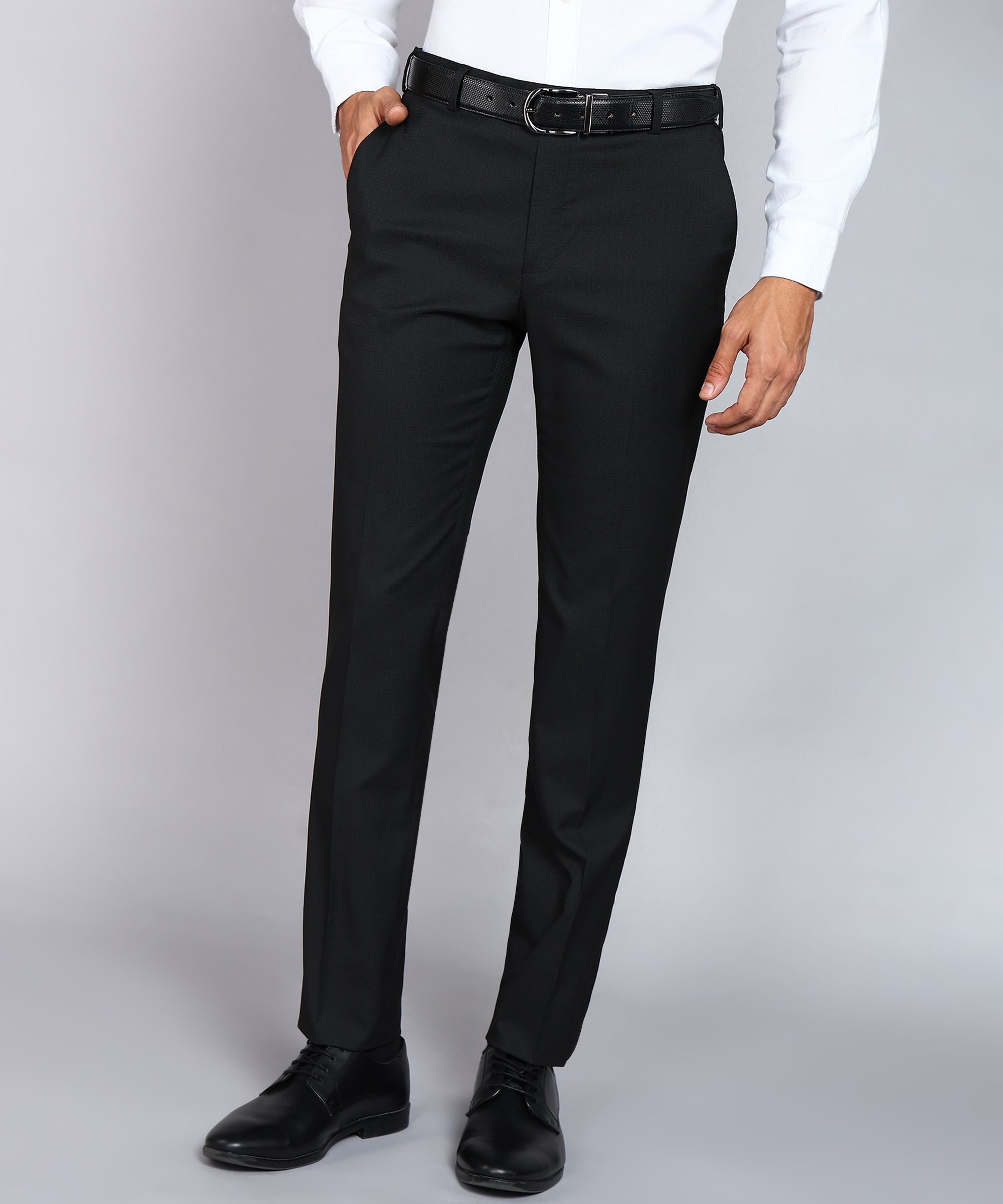 raymond Men Slim Fit Black Polyester Trousers-picture-15