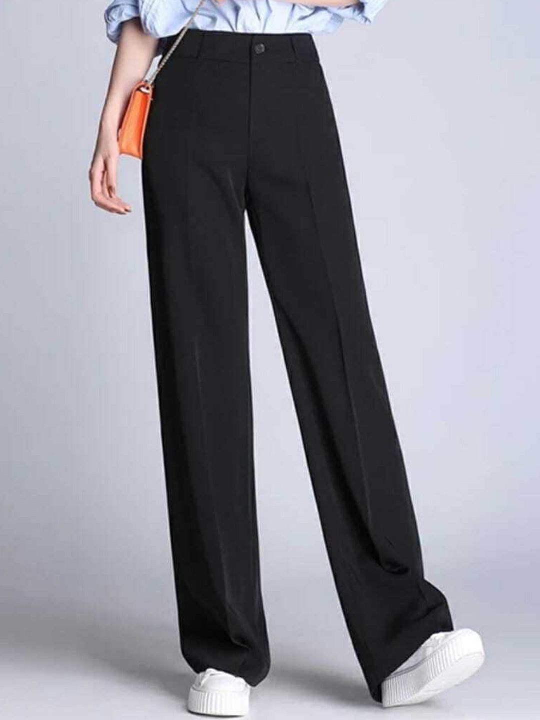 broadstar Women Loose Fit Black Lycra Blend Trousers-picture-48