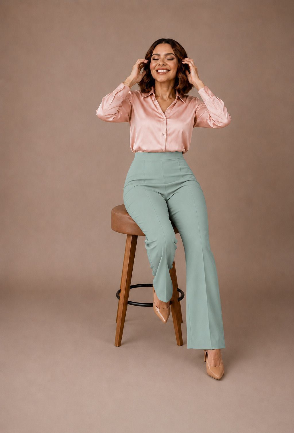 kottin creation Women Regular Fit Multicolor, Light Green Lycra Blend Trousers-picture-28