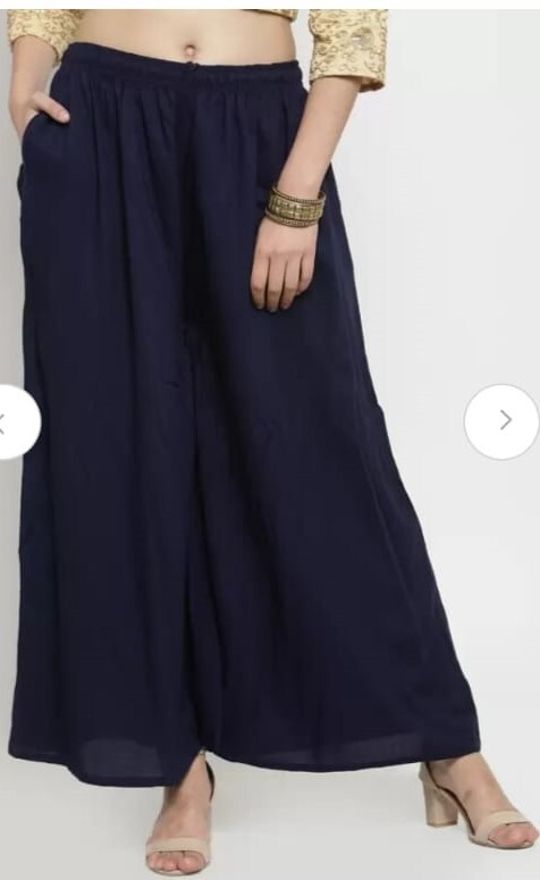 rangkriti Women Flared Dark Blue Viscose Rayon Trousers-picture-11