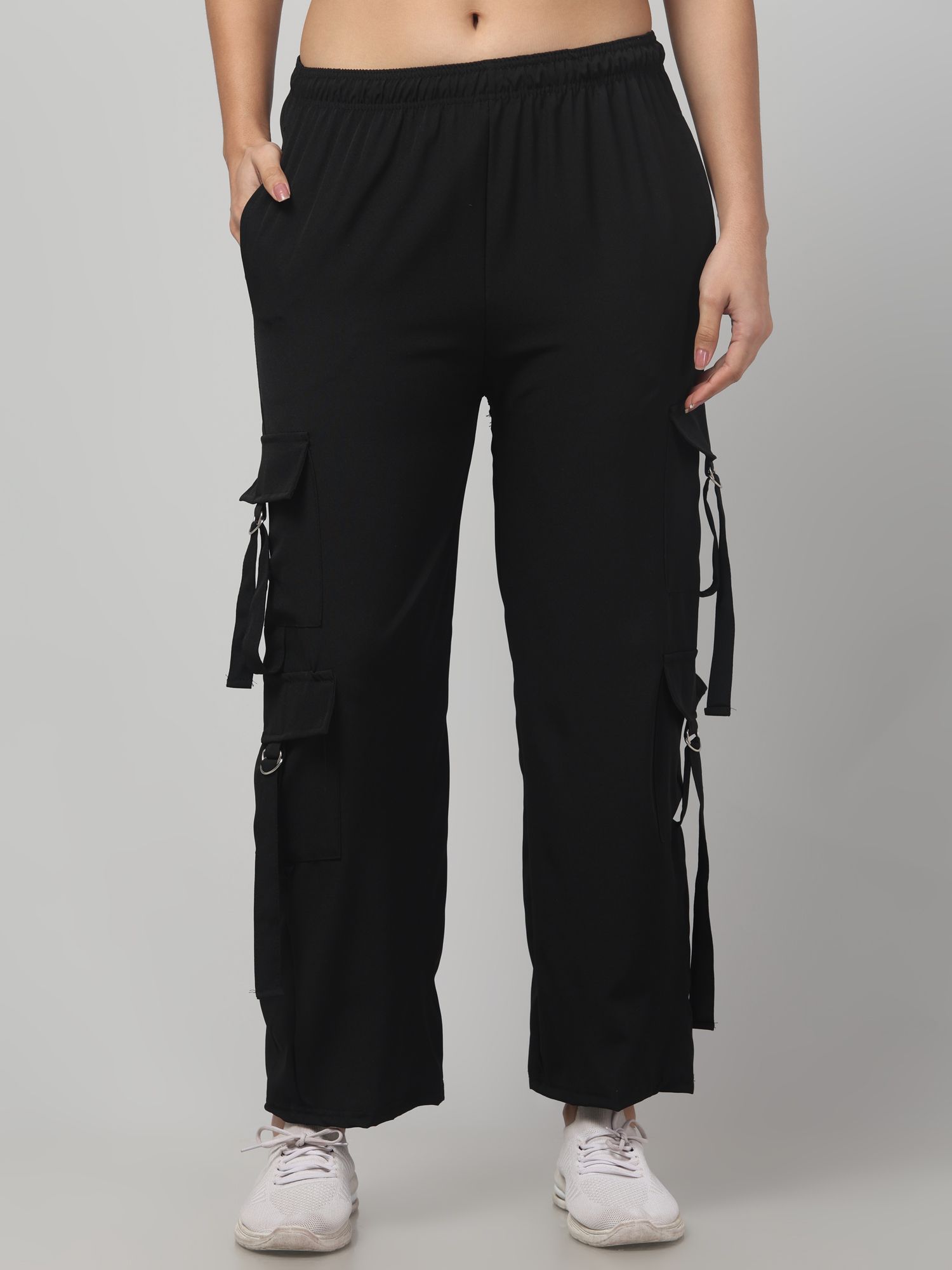 diamond ruby Women Solid Black Track Pants-picture-14