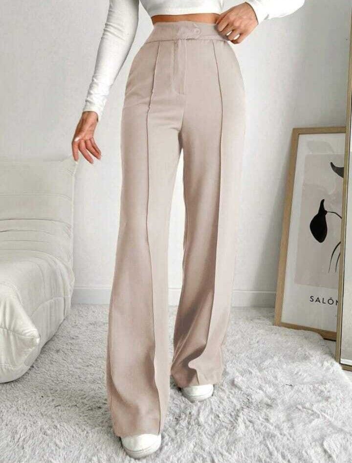 next one Women Straight Fit Beige Polyester Trousers-picture-29
