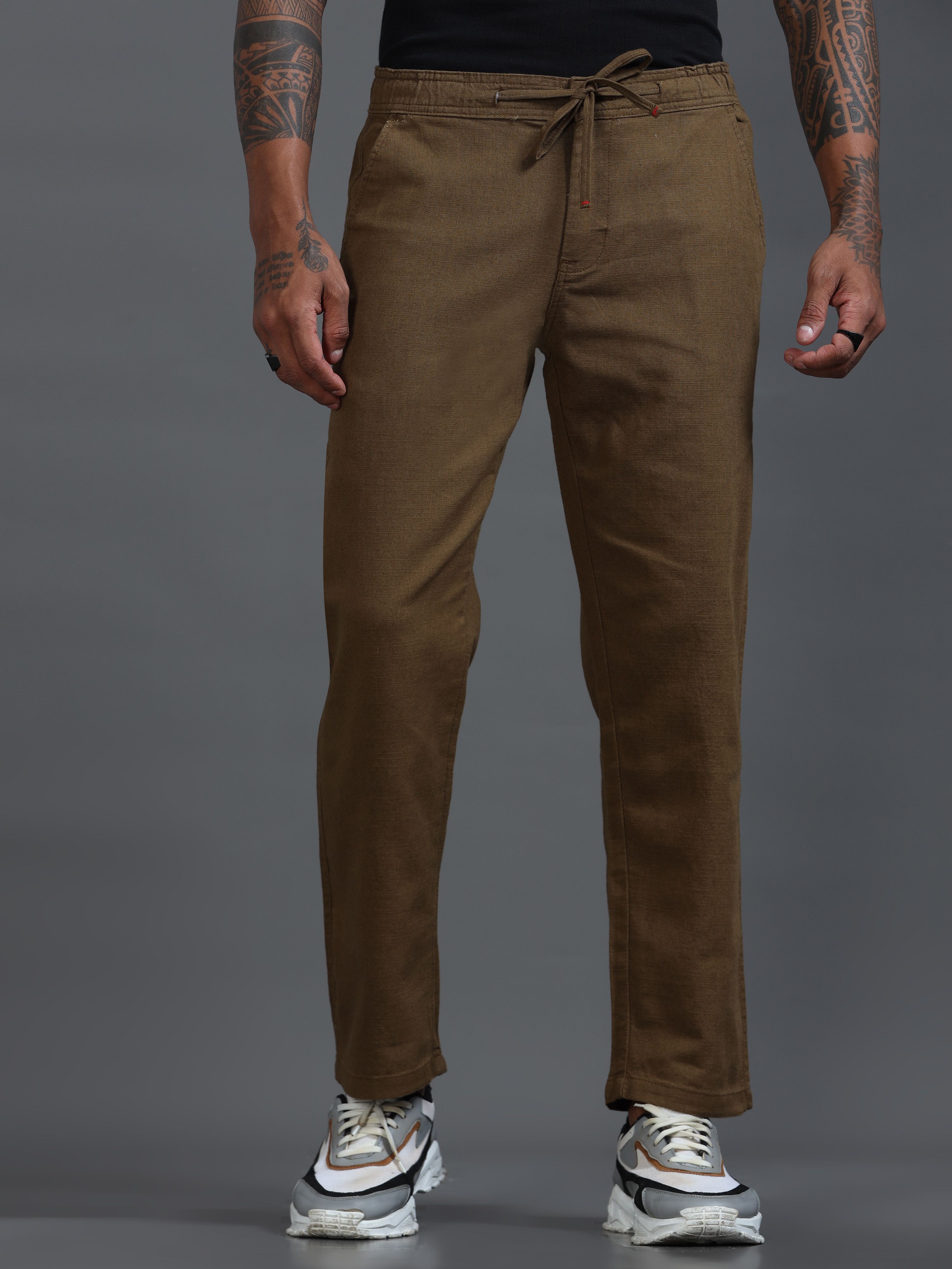 roadster Men Relaxed Multicolor Pure Linen Trousers-picture-23
