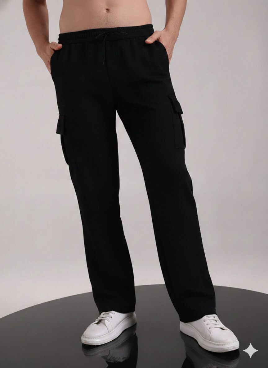 metronaut Solid Men Black Track Pants-picture-14
