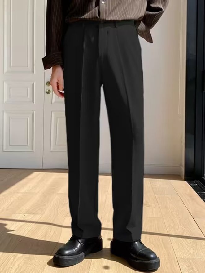 perisfashion Men Straight Fit Black Lycra Blend Trousers-picture-27