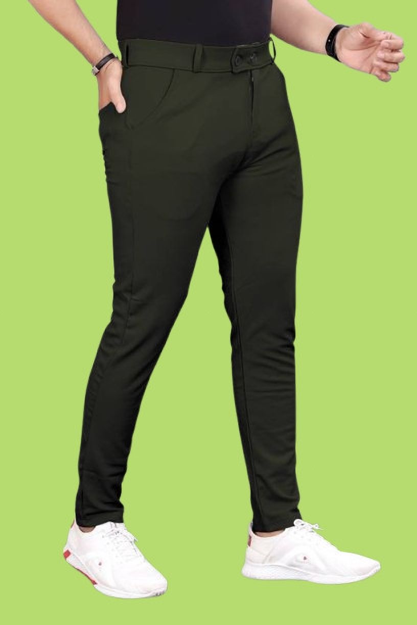 metronaut Regular Fit Men Green Lycra Blend Trousers-picture-27