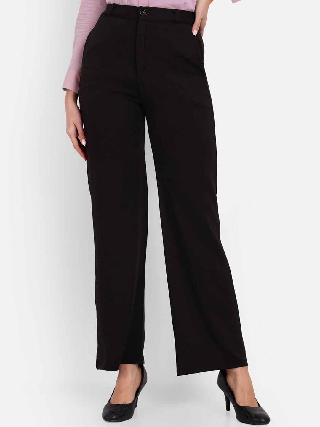broadstar Women Loose Fit Black Lycra Blend Trousers-picture-28