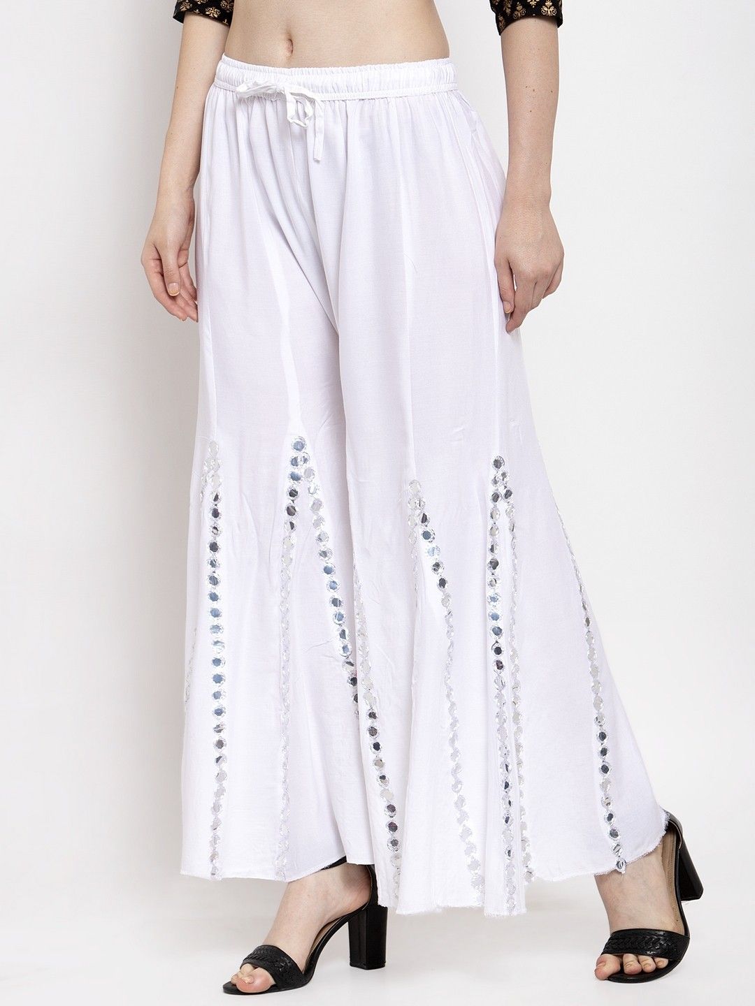 Women Relaxed White Viscose Rayon Trousers
