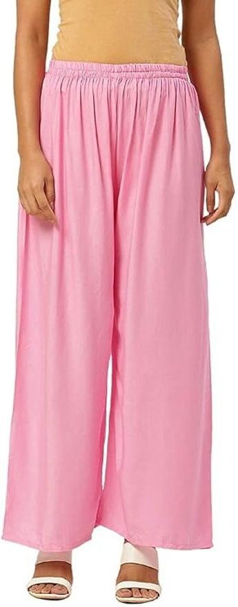 Women Regular Fit Pink Cotton Blend Trousers-image-18
