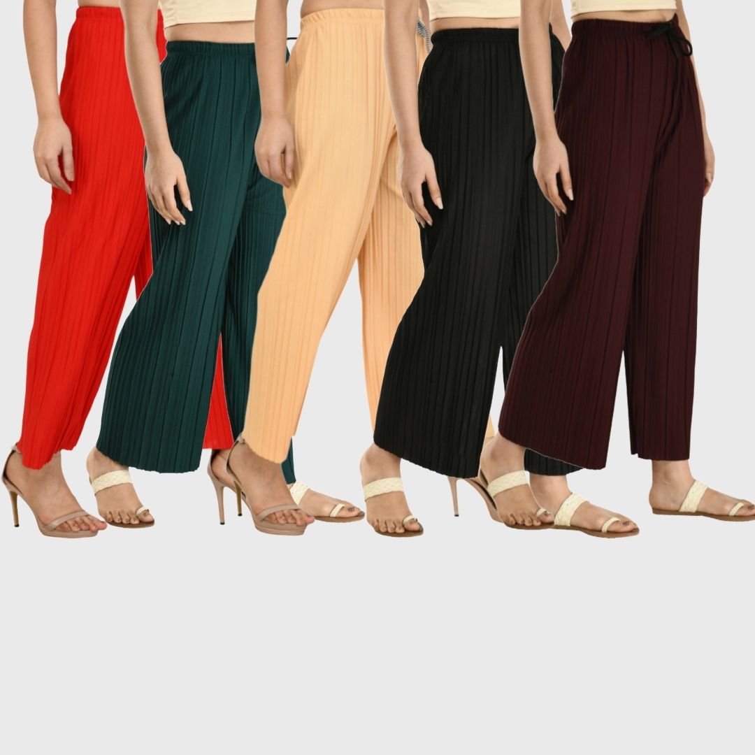 superfast d Pack of 5 Women Regular Fit Multicolor Lycra Blend Trousers-picture-22