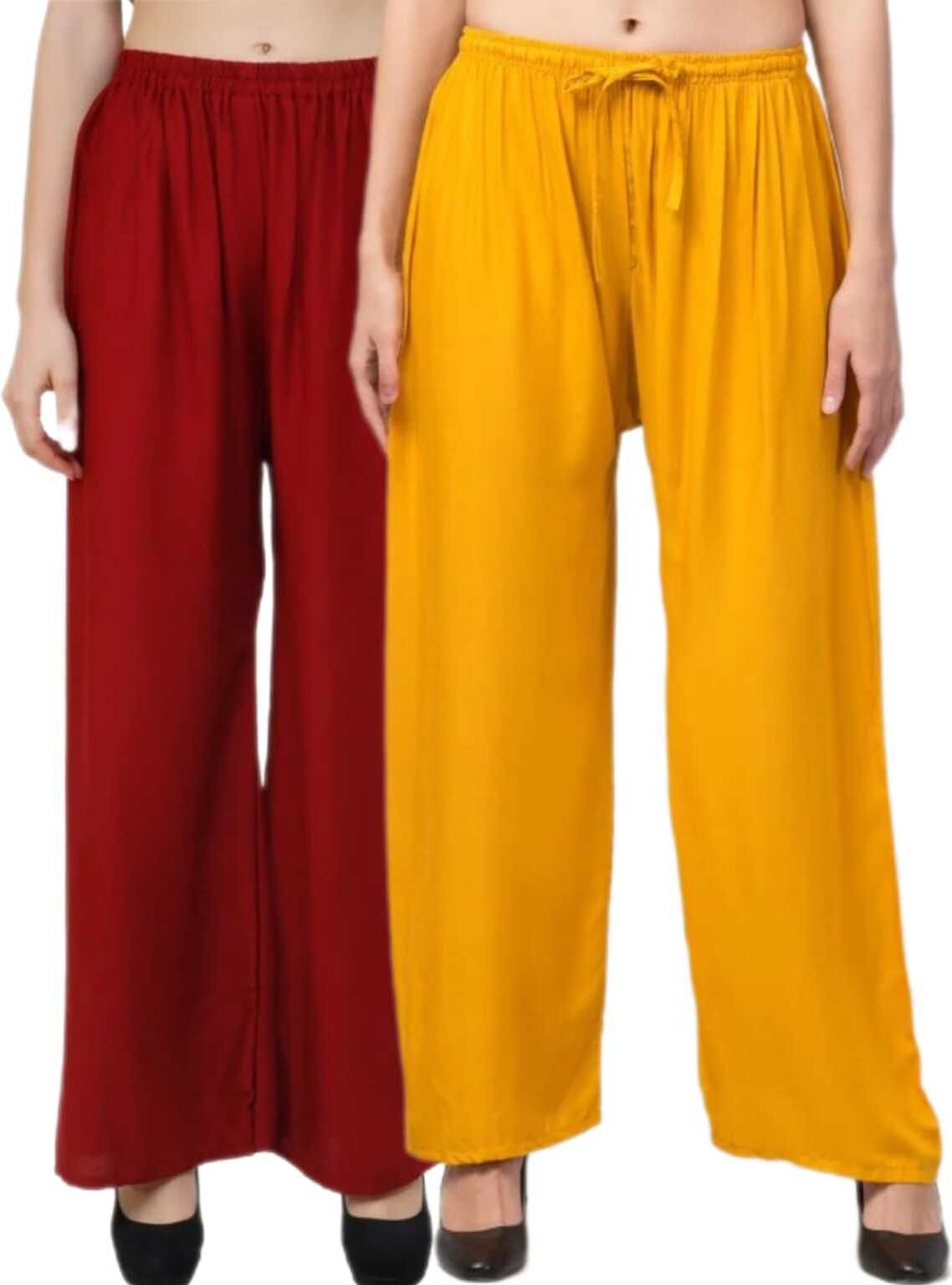 vestment Pack of 2 Women Regular Fit Beige, Black, Blue, Green, Grey, Khaki, Light Green, Maroon, Multicolor, Pink, Purple, Red, White, Yellow Viscose Rayon Trousers-picture-27