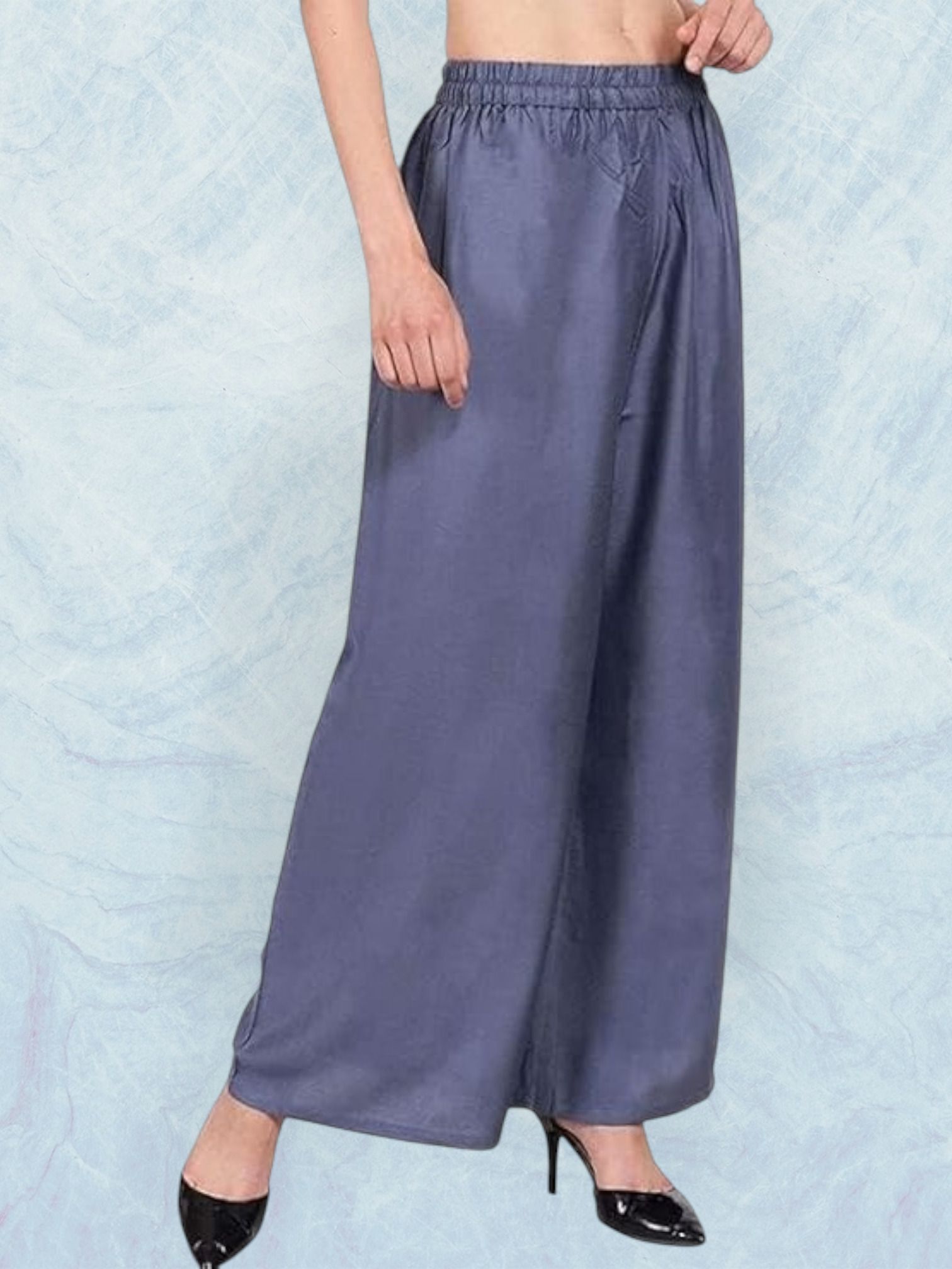 acd Women Comfort Fit Grey Viscose Rayon Trousers-picture-6