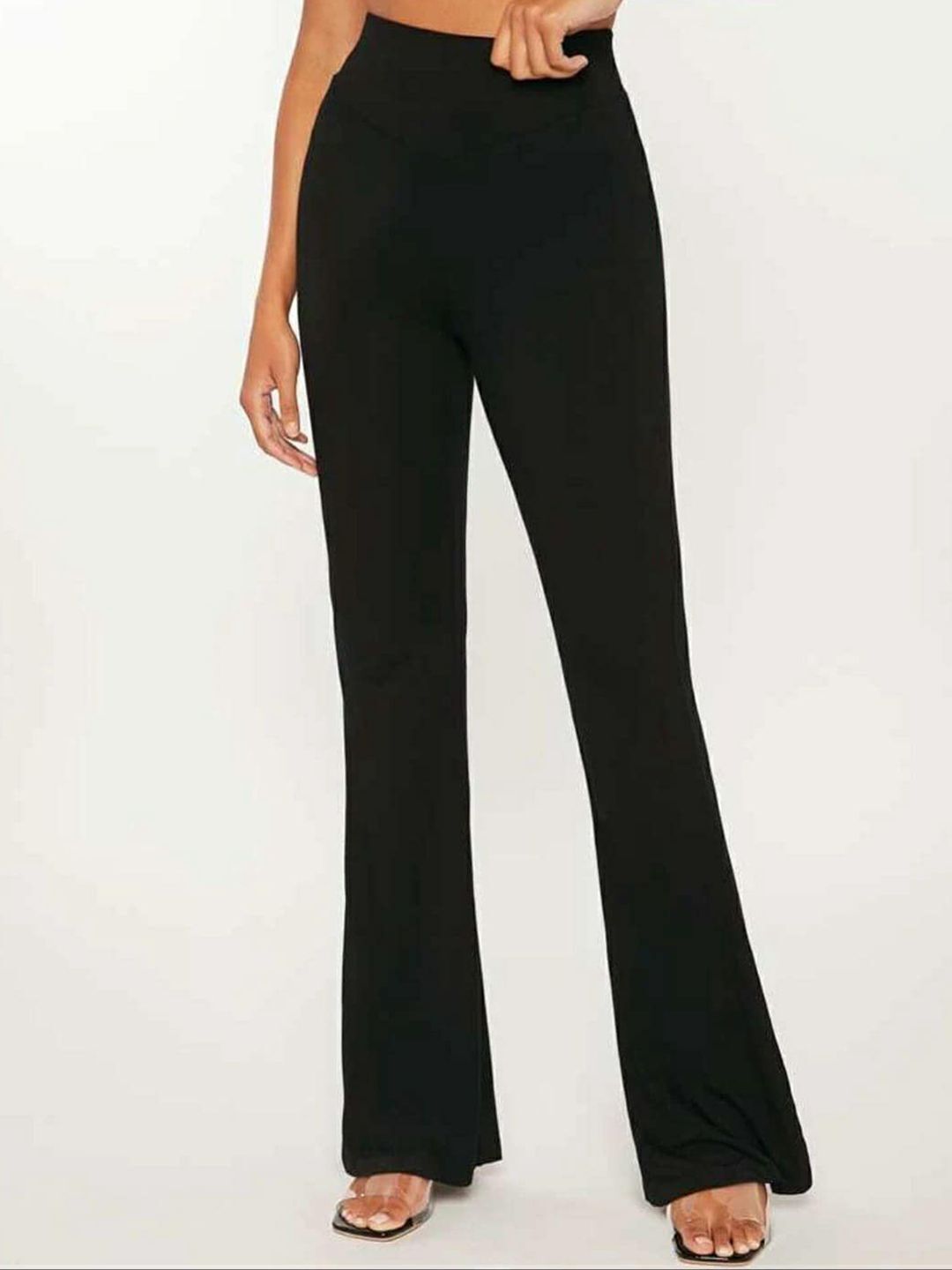 broadstar Women Flared Black Lycra Blend Trousers-picture-37
