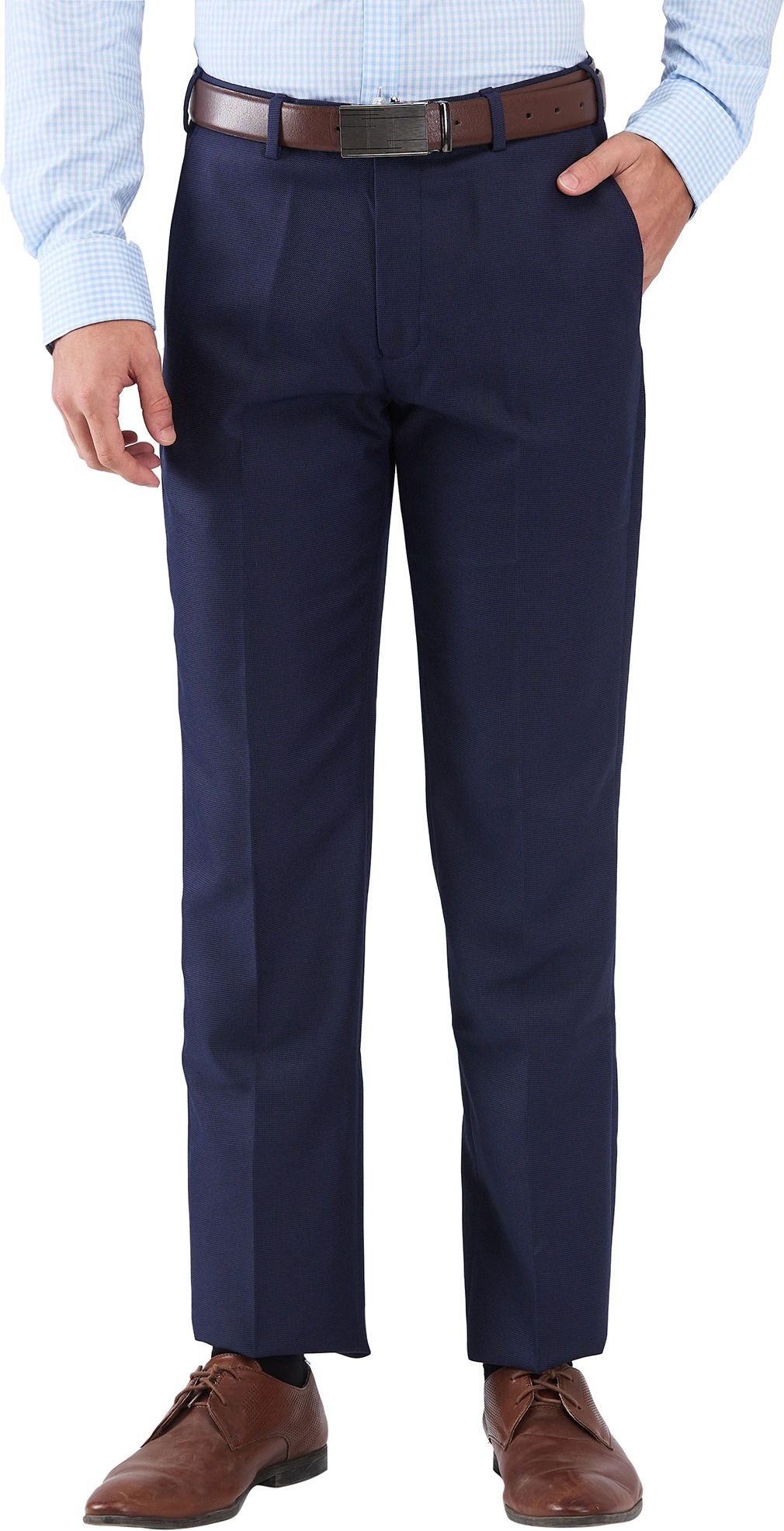 park avenue Men Regular Fit Blue Polyester Trousers-picture-14