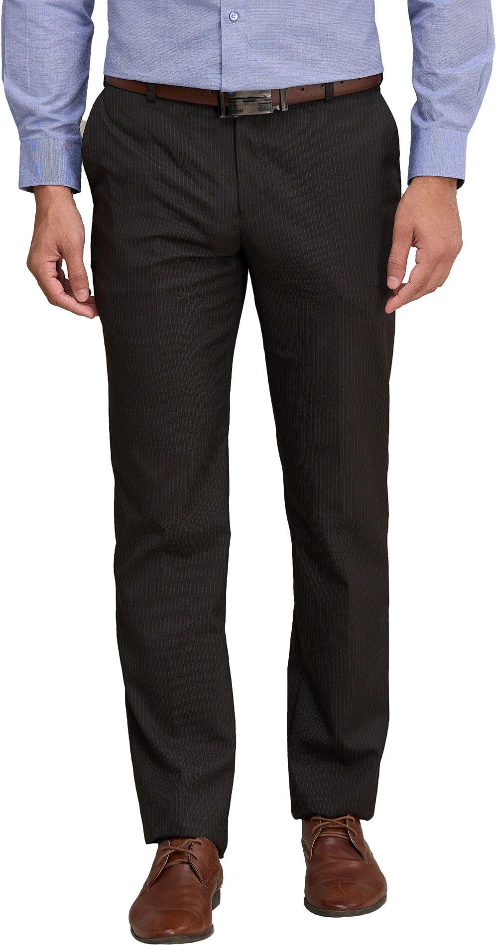 park avenue Men Regular Fit Brown Polyester Trousers-picture-12
