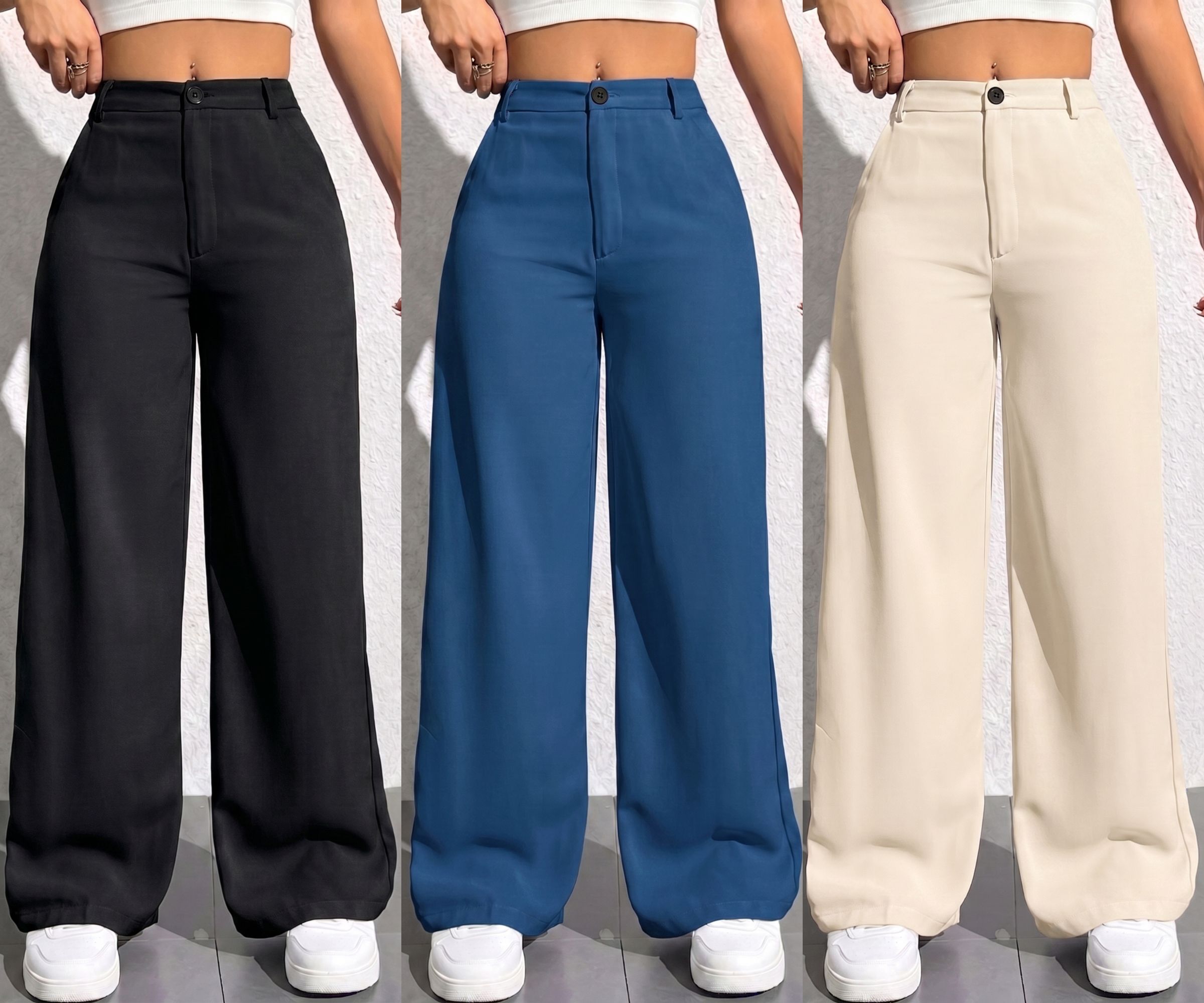 torvex Pack of 3 Women Regular Fit Multicolor Lycra Blend Trousers-picture-27