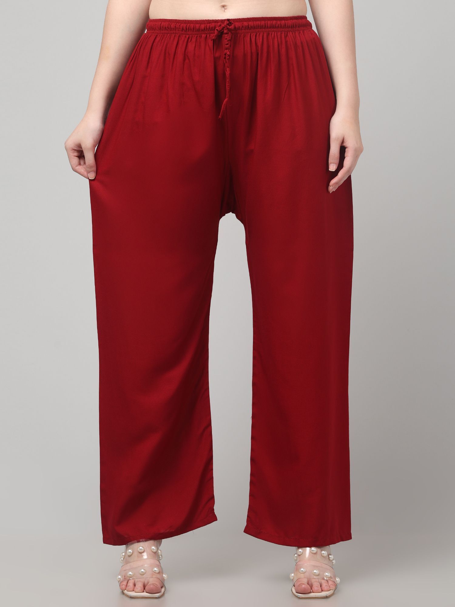 Women Regular Fit Maroon Viscose Rayon Trousers-image-22
