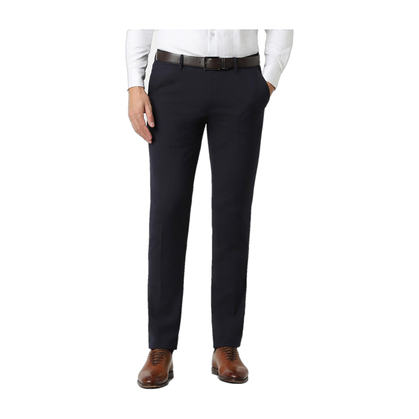peter england Men Slim Fit Black Polyester Trousers-picture-17