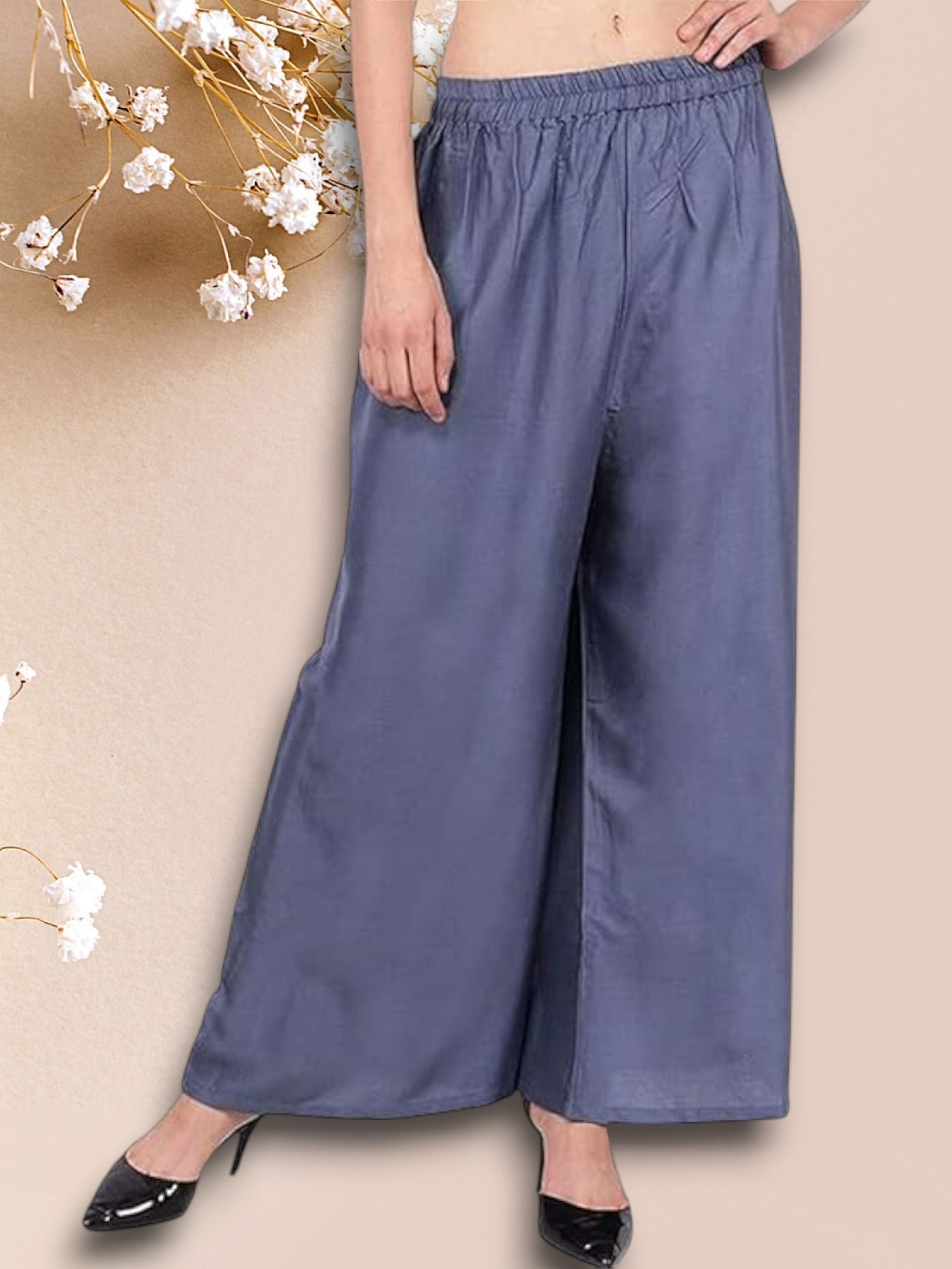 acd Women Comfort Fit Grey Viscose Rayon Trousers-picture-47