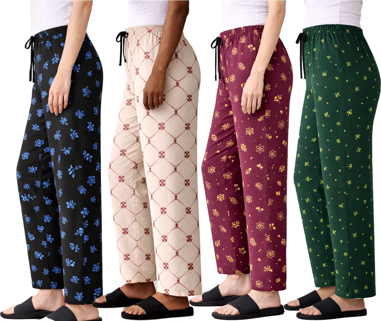 noorul Pack of 4 Women Regular Fit Multicolor Cotton Blend Trousers-picture-19