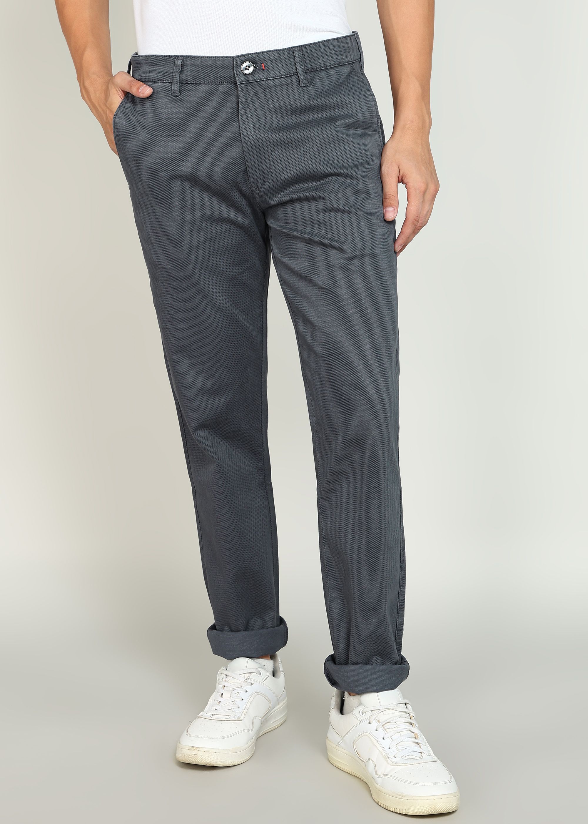 killer Men Slim Fit Grey Cotton Blend Trousers-picture-37