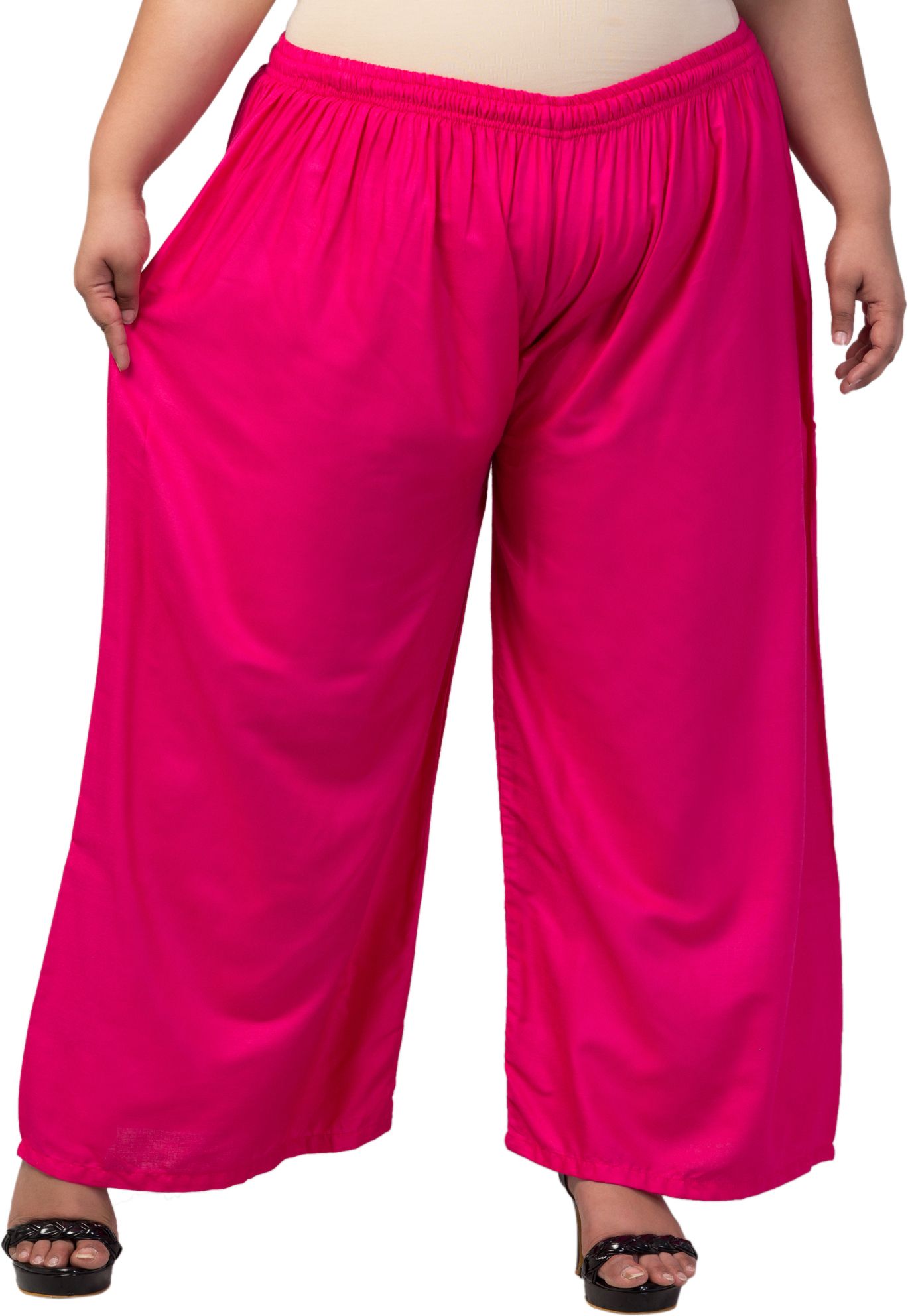 vizcon Women Flared Pink Viscose Rayon Trousers-picture-37