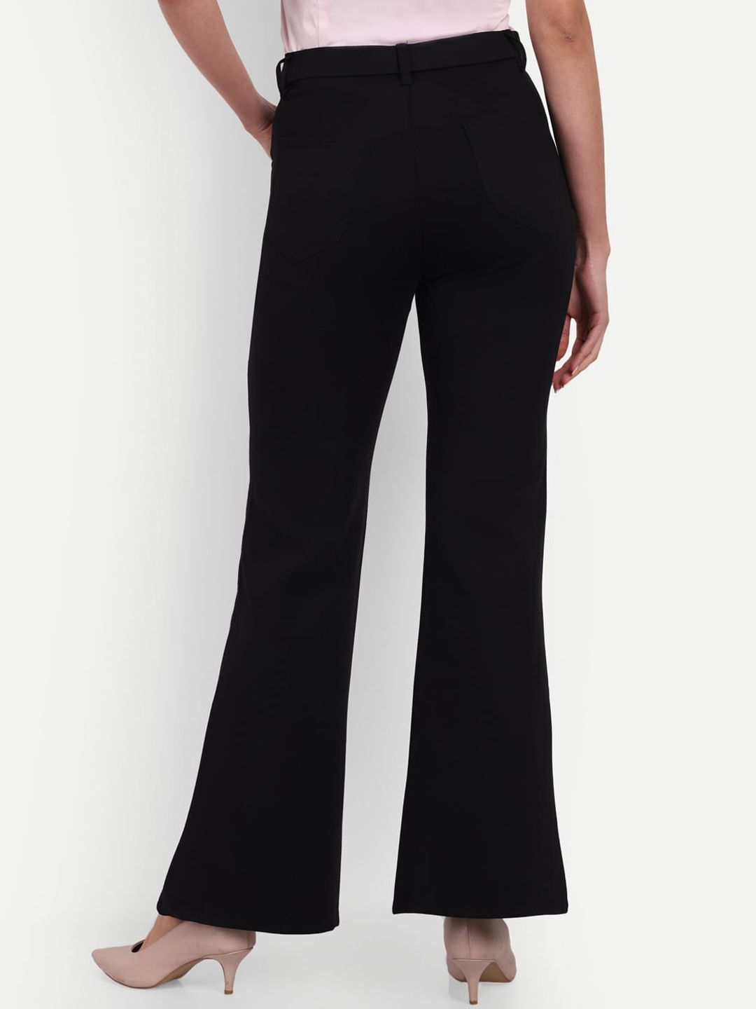 broadstar Women Flared Black Lycra Blend Trousers-picture-10