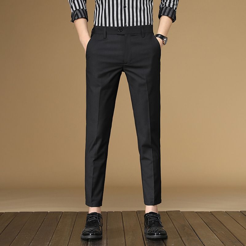 Men Regular Fit Black Polycotton Trousers