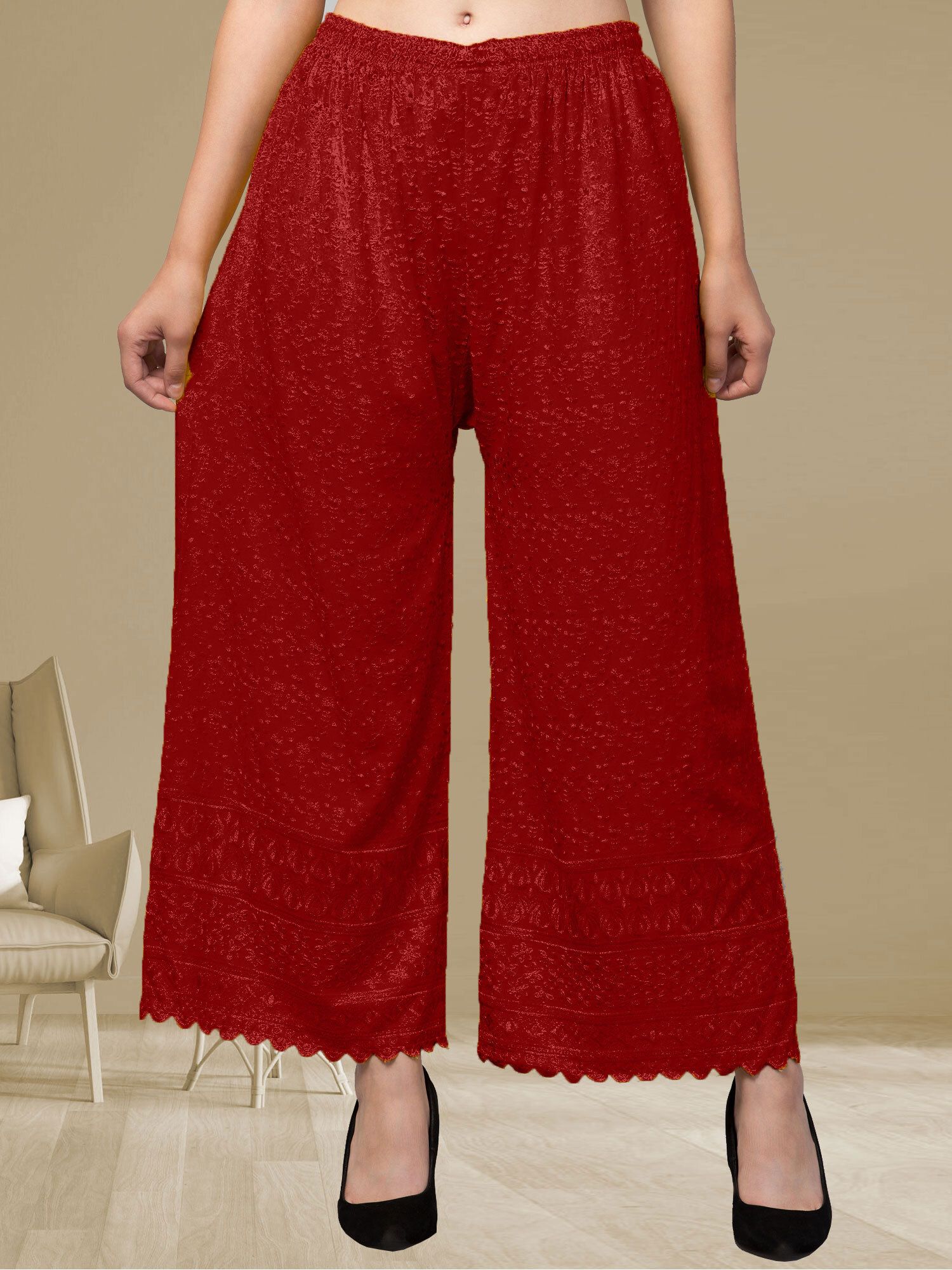 fambee Women Relaxed Maroon Viscose Rayon Trousers-picture-18