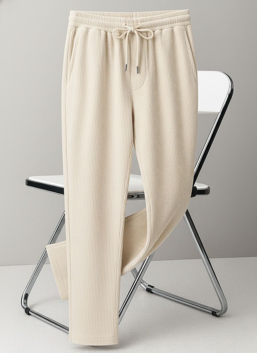 Men Regular Fit Beige Corduroy Trousers-image-49